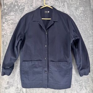 esby Workwear Jacket Charcoal Gray Button Front Utility Pockets Mens Size L